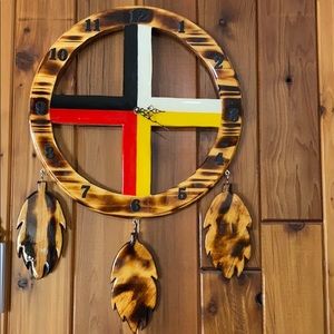 Handmade wooden medicine wheel clock